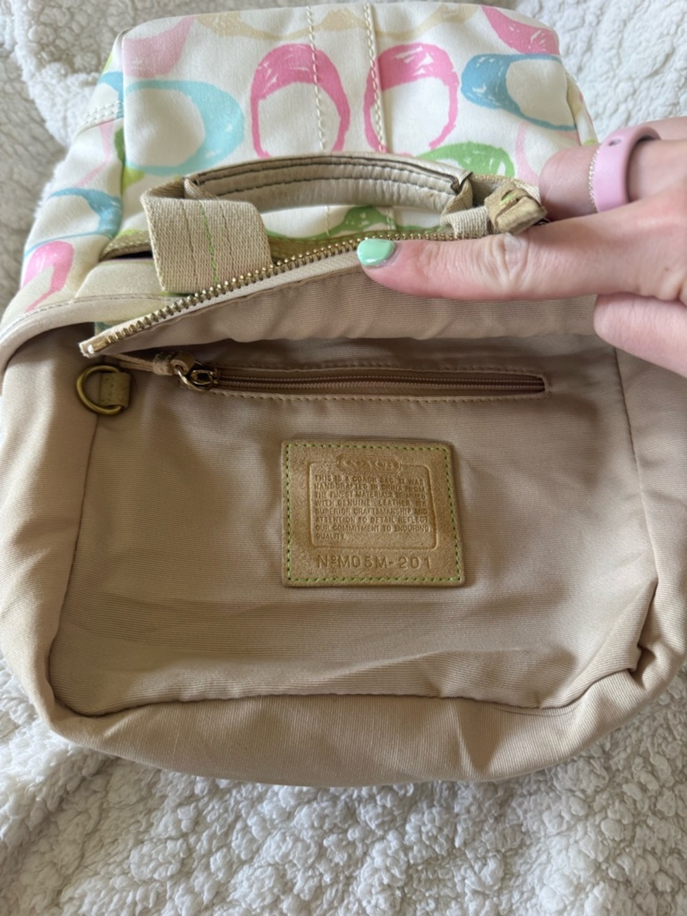 Y2K Vintage Coach Hampton Signature Multicolor Spring Pastel Scribble Mini Tote - Picture 13 of 14
